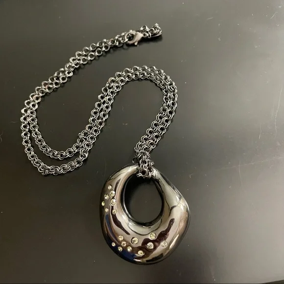 J.Crew Pendant and Chain.  Rhinestones in the pendant. - Picture 2 of 5